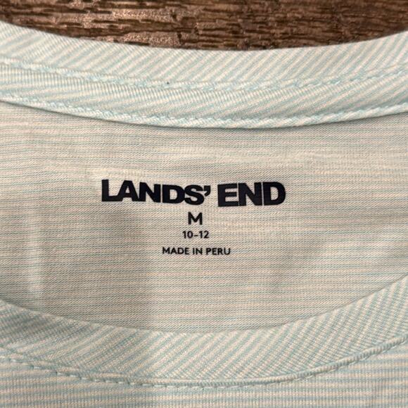 Lands' End Long Sleeve Curved Hem Tunic Top Light Blue White Size M - Picture 7 of 8